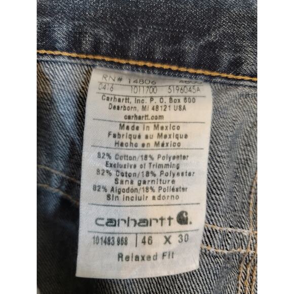 Carhartt Men's Relaxed Fit Jeans Construction Worker Medium Wash Size 46X30 - Picture 4 of 5